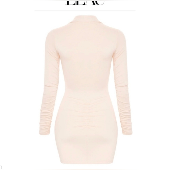 NWT LEAU BERLIN BUTTO UP MINI DRESS CREME SZ L - Picture 2 of 9